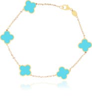 The Lovery Fine Jewelry Small Turquoise Clover Bracelet