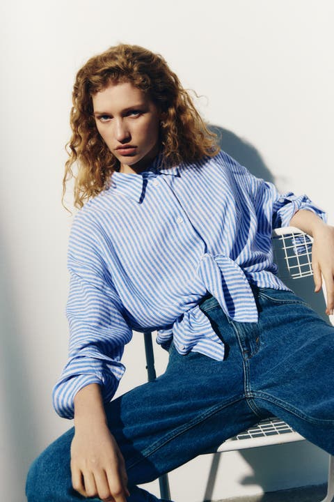 Dolman-sleeved Linen-blend Shirt