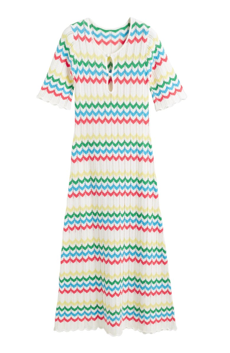Chinti & Parker Cotton Chevron Stitch Dress, Alternate, color, Cream