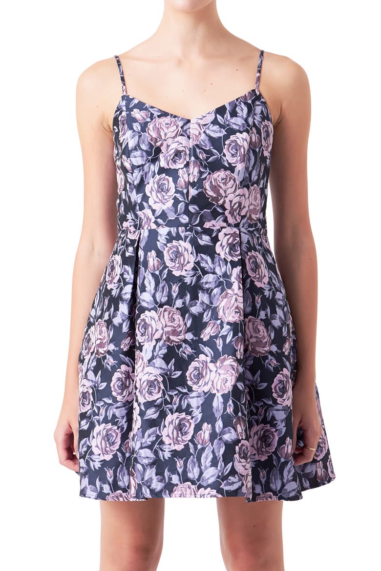 Floral Jacquard Minidress, Alternate, color, PURPLE MULTI