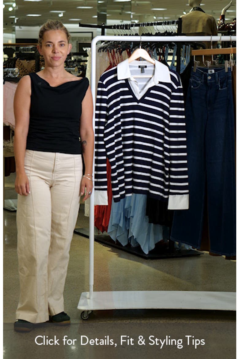 Striped Cotton V-Neck Top with Poplin Trim video