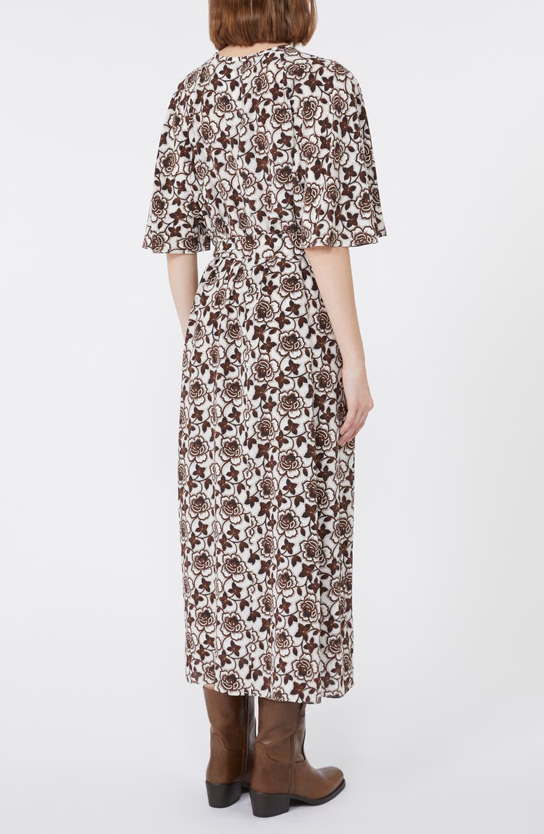 Weekend Max Mara Varese Floral Print Silk Dress, Alternate, color, Brown