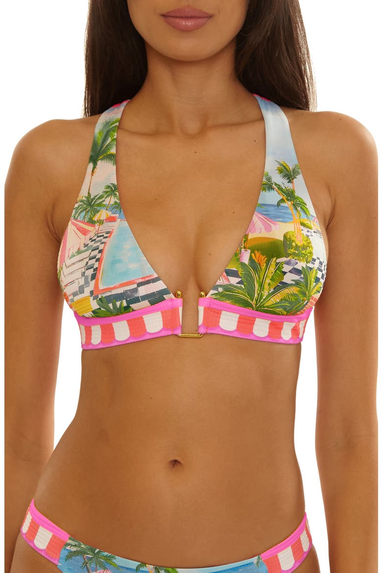 Miami Modern Edge Halter Bikini Top, Main, color, PINK BLUE MULTI
