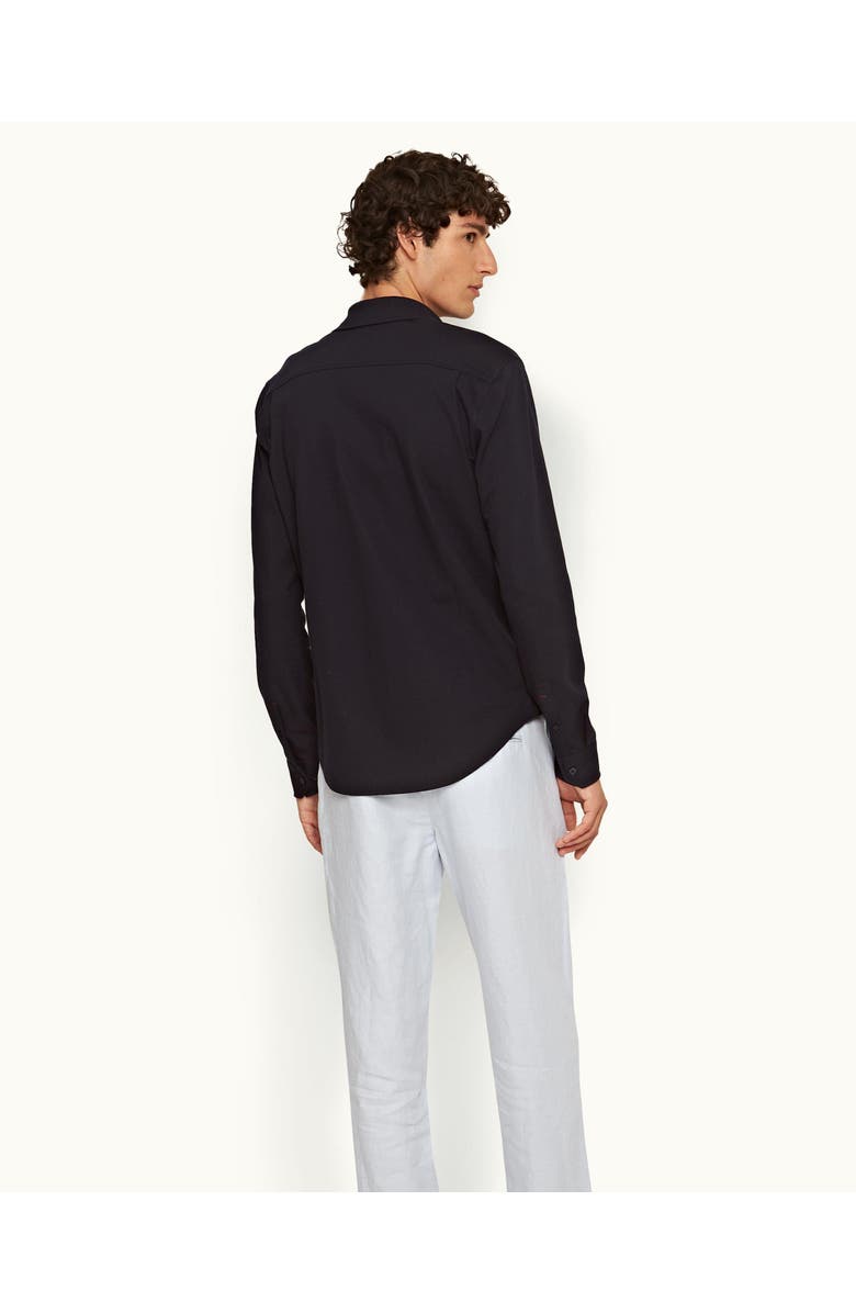 Orlebar Brown Giles Pique Classic Collar Cotton Pique Shirt, Alternate, color, Night Iris