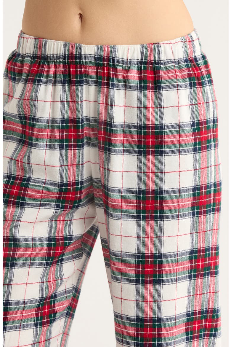 Plaid Cotton Flannel Pajamas, Alternate, color, TARTAN PLAID IVORY