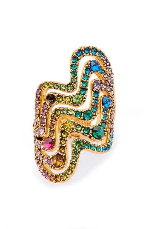 Kurt Geiger London Rainbow Wave Cocktail Ring In Multi