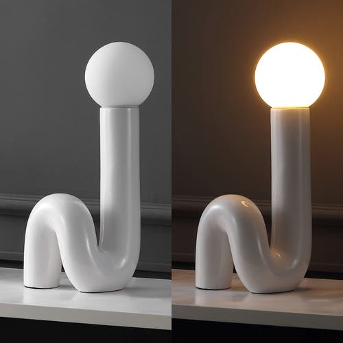 Jonathan Y Katya 18" Scandinavian Minimalist Ceramic Spiral Tube Led Table Lamp In White