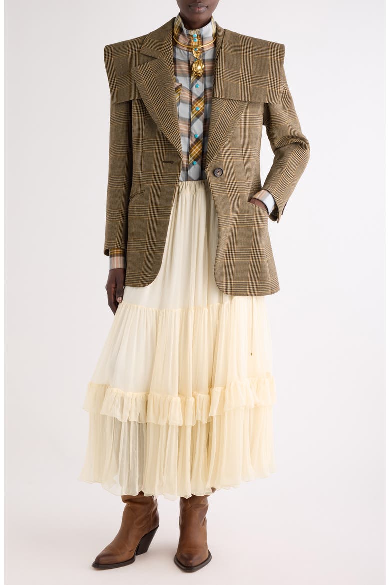 Tiered Silk Mousseline Skirt, Alternate, color, PRISTINE WHITE
