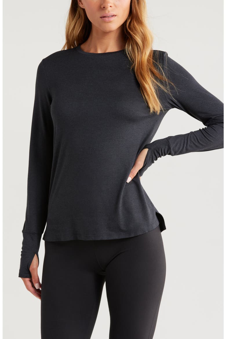 Liana Restore Soft Lite Long Sleeve T-Shirt, Main, color, BLACK