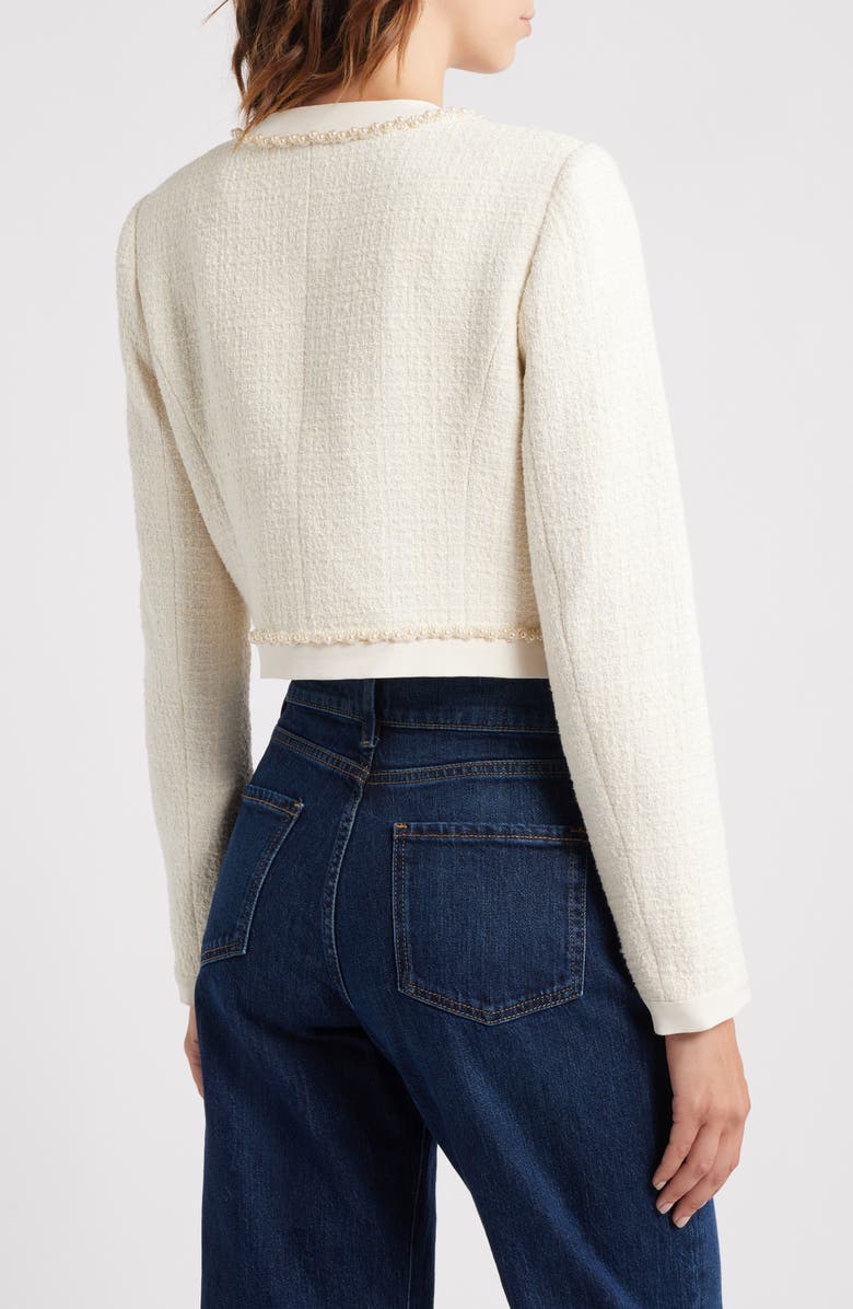 LoveShackFancy Ralphette Beaded Tweed Jacket, Alternate, color, Cream