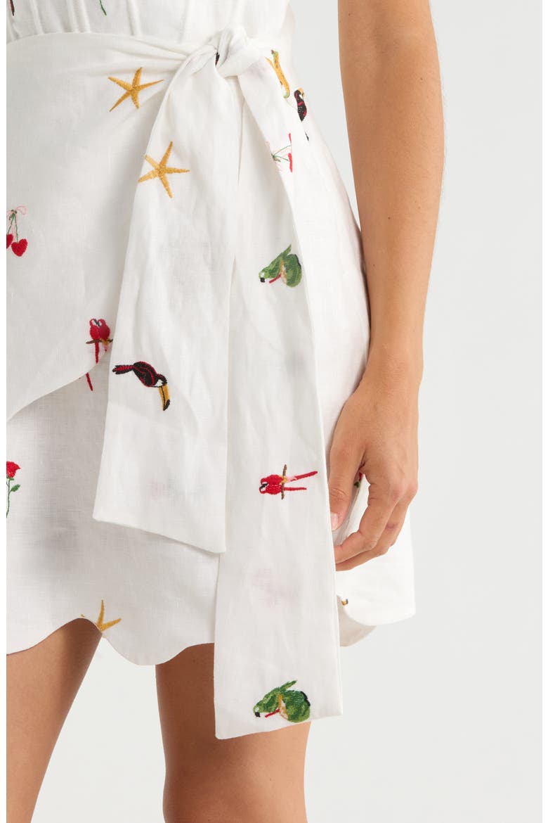 Cool Day Embroidered Side Tie Linen Minidress, Alternate, color, OFF-WHITE