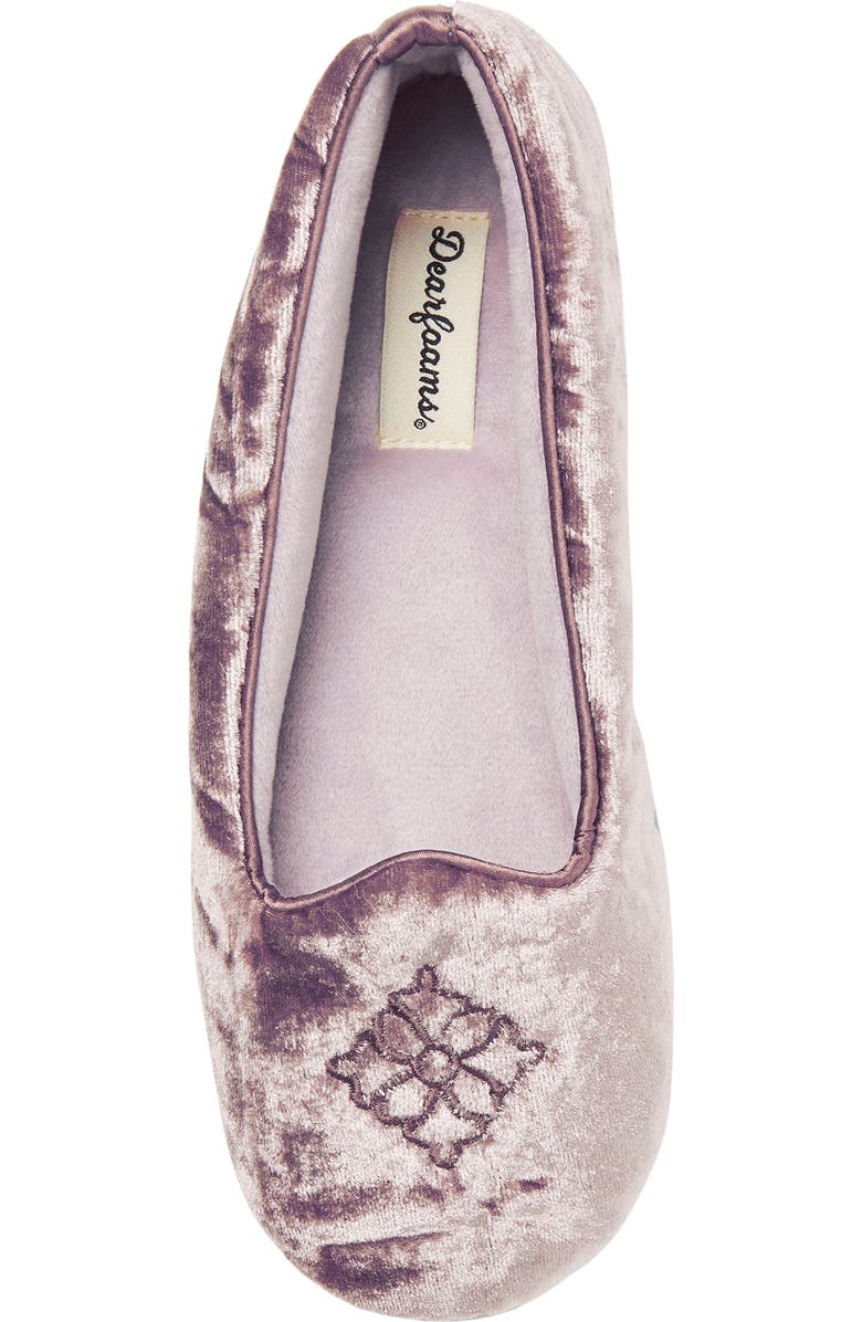 DEARFOAMS Rebecca Velour Slipper, Alternate, color, Frosted Plum