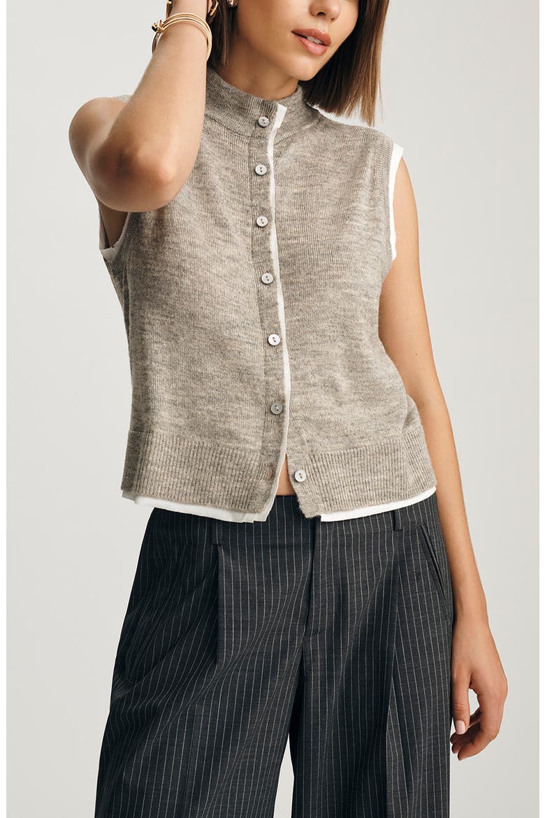 Layered Knit Vest, Main, color, MID GREY MELANGE