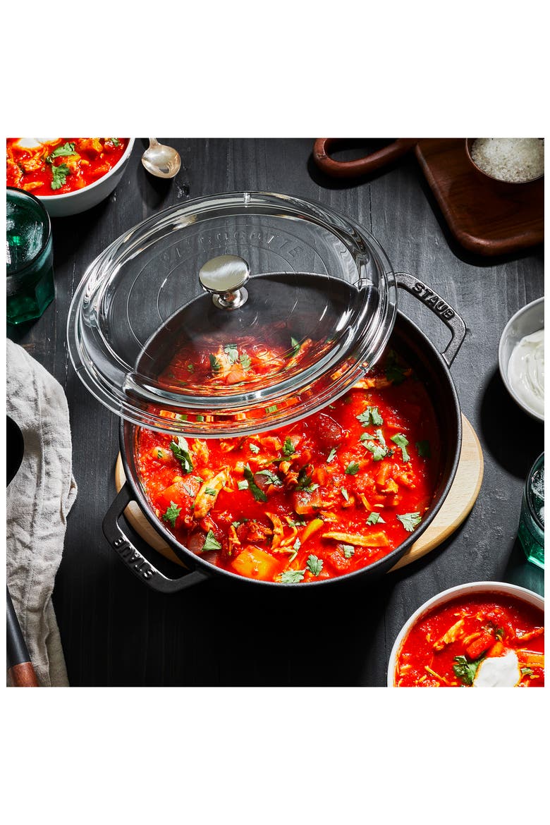 4-Quart Enameled Cast Iron Dutch Oven with Glass Lid, Alternate, color, BLACK