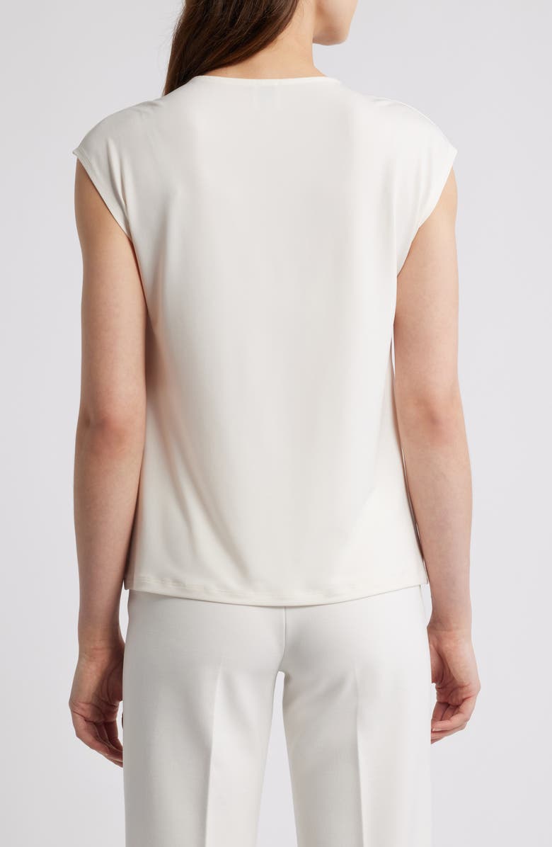 Anne Klein Pleat Neck Cap Sleeve Top, Alternate, color, White Dove