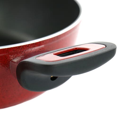 Oster Claybon 3.8 Quart Nonstick Saute Pan With Lid In Speckled Red In Red