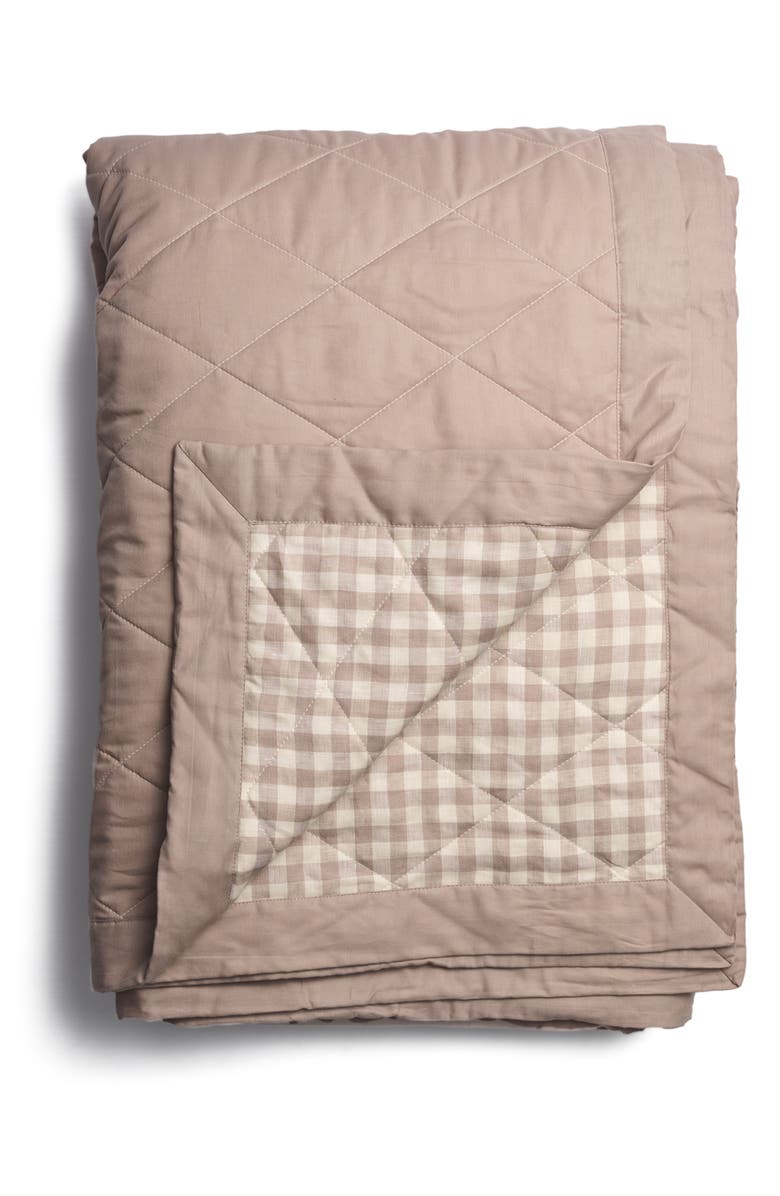 PIGLET IN BED Gingham Linen & Cotton Quilt, Alternate, color,
