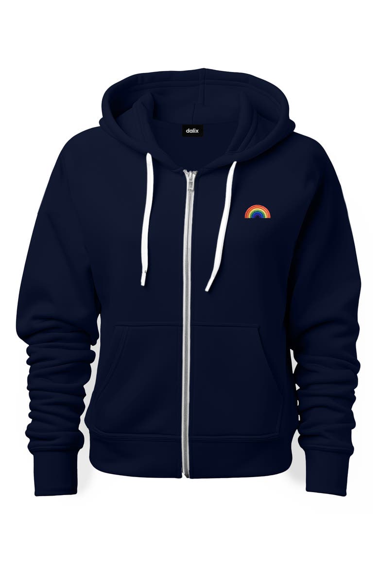 Rainbow Zip Hoodie, Main, color, Navy Blue