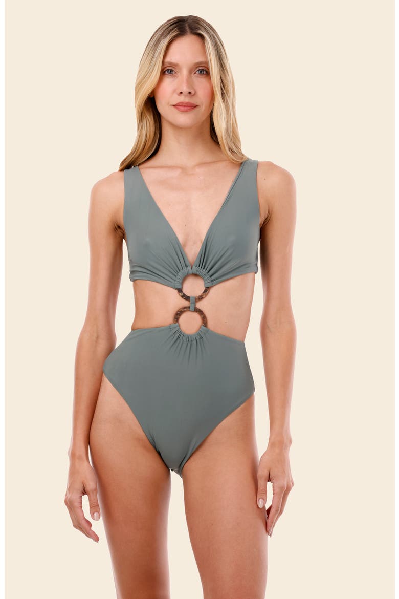 Serenity Danza O-Ring One-Piece Swimsuit, Alternate, color, SERENITY GREEN
