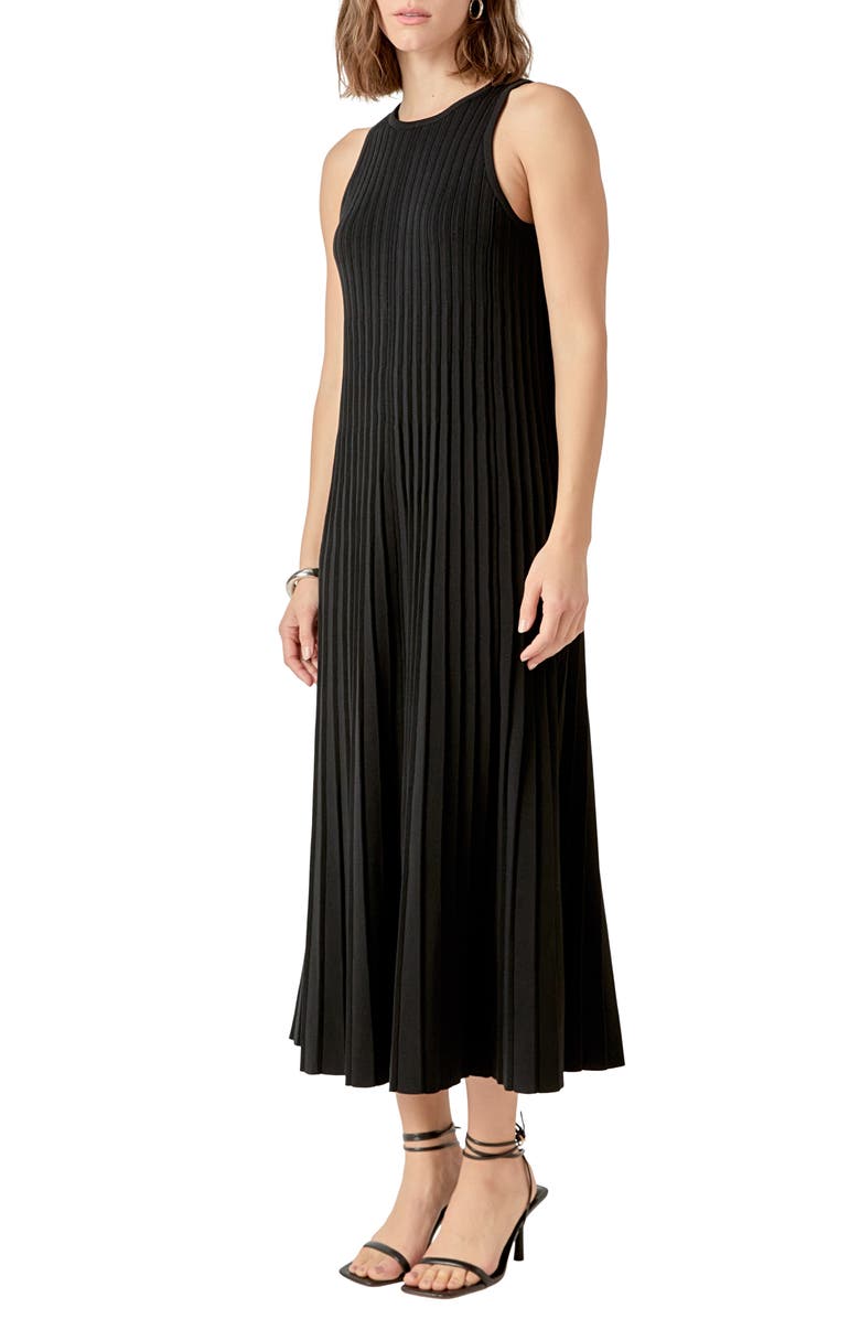 English Factory Pleated Knit Sleeveless Maxi Dress, Alternate, color, Black