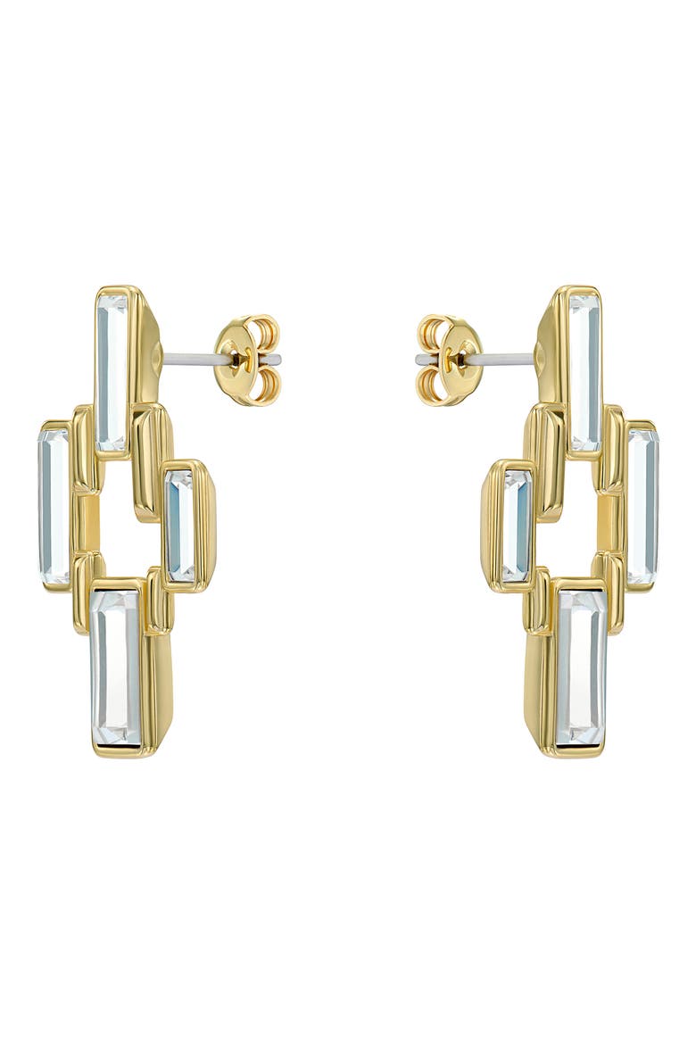 Demi Deco Crystal Stud Earrings, Main, color, GOLD TONE CLEAR CRYSTAL