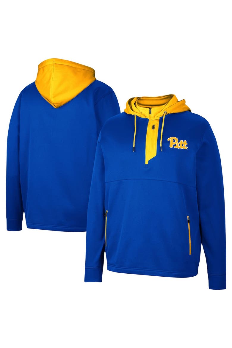 Men's Colosseum Royal Pitt Panthers Luge 3.0 Quarter-Zip Hoodie, Main, color, Royal