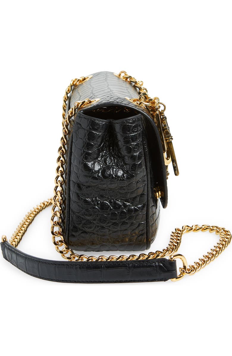 Moschino Logo Chain Croc Embossed Leather Crossbody Bag, Alternate, color,