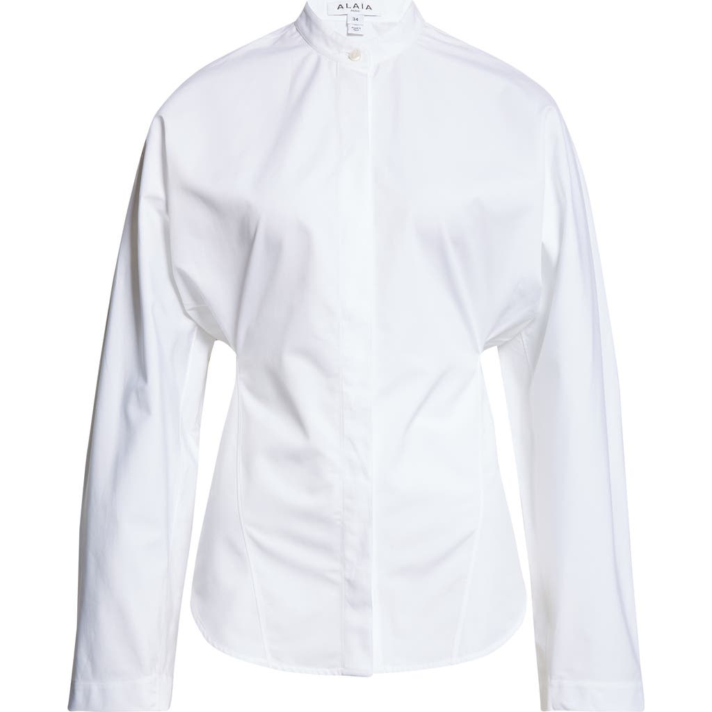 Alaïa Curved Cotton Button-up Shirt In White