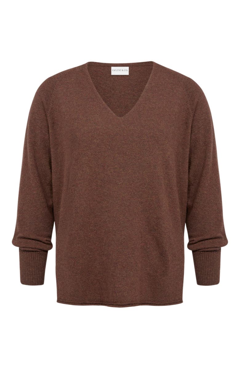 Celtic & Co. Geelong Wool Slouch V-Neck Sweater, Alternate, color, Ember