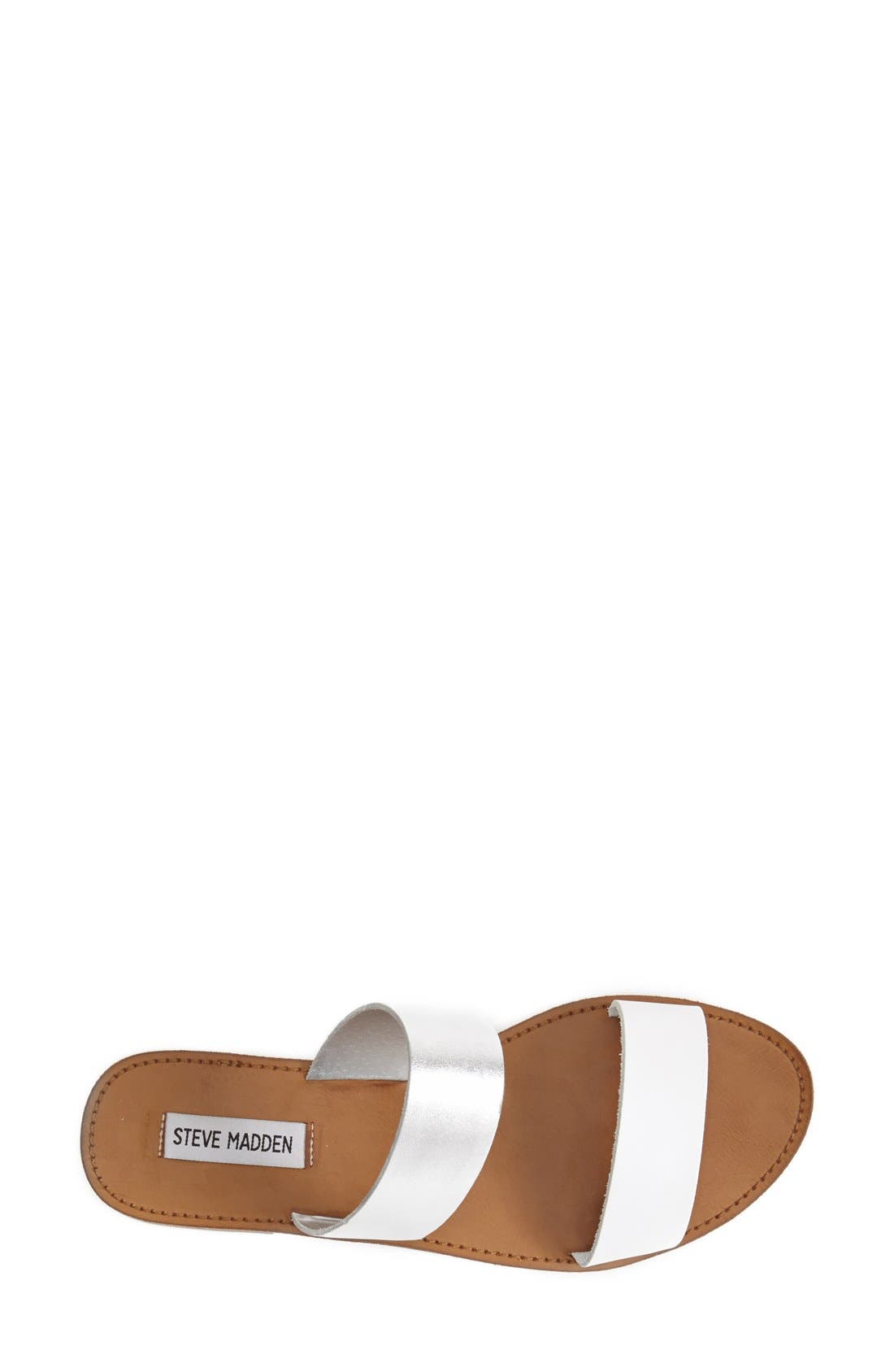 'D-Band' Leather Slide Sandal, Alternate, color, WHITE/ SILVER