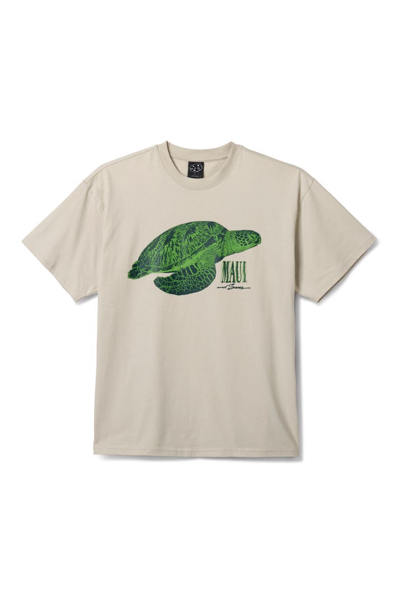 Sea Turtle Boxy Fit Cotton Graphic T-Shirt, Main, color, CEMENT