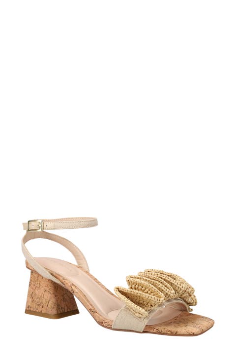 Tianna Raffia Rosette Ankle Strap Sandal (Women)