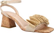 Pelle Moda Tianna Raffia Rosette Ankle Strap Sandal