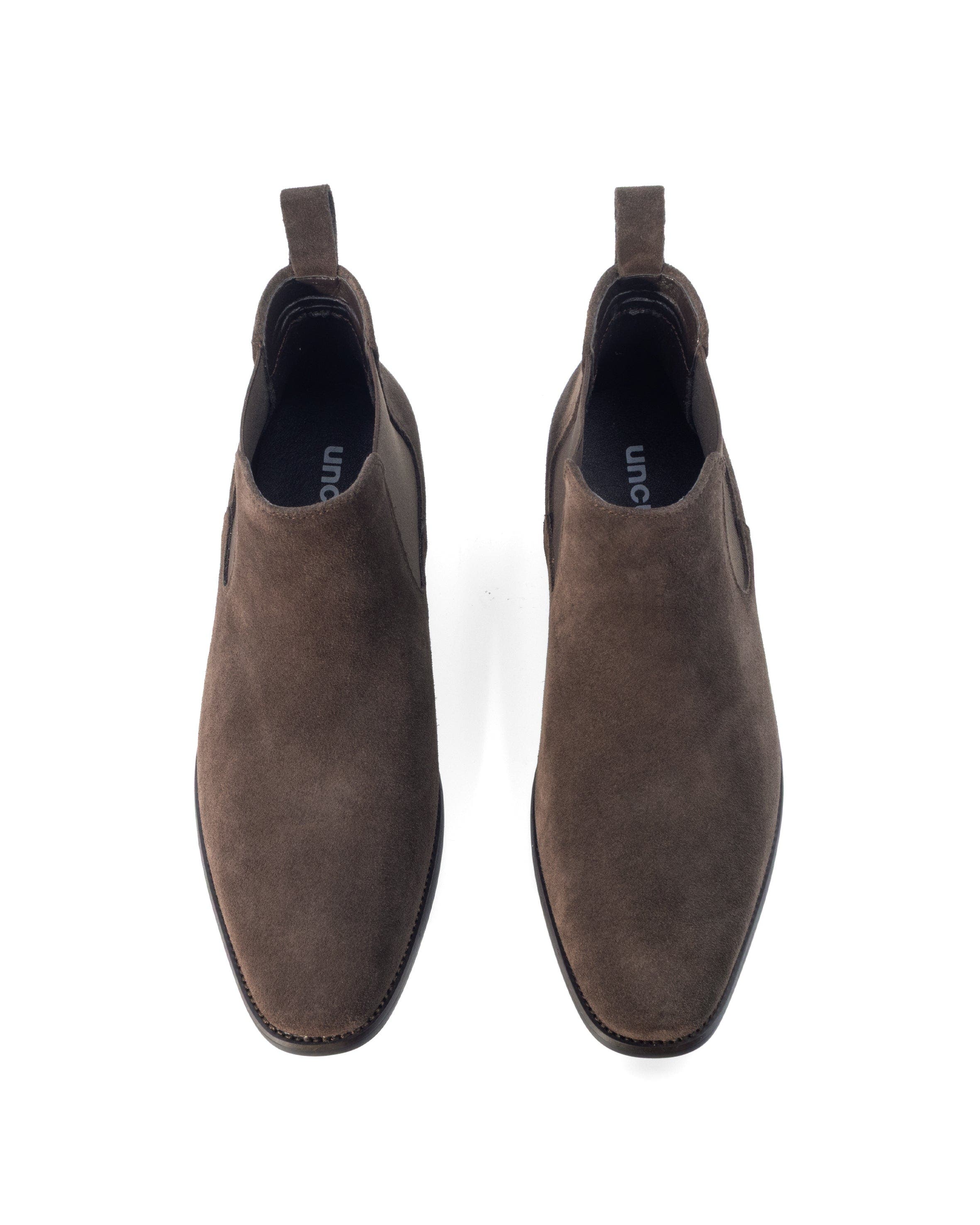 Stapleton almond toe Chelsea dress boot, Alternate, color, Chocolate Cow Suede