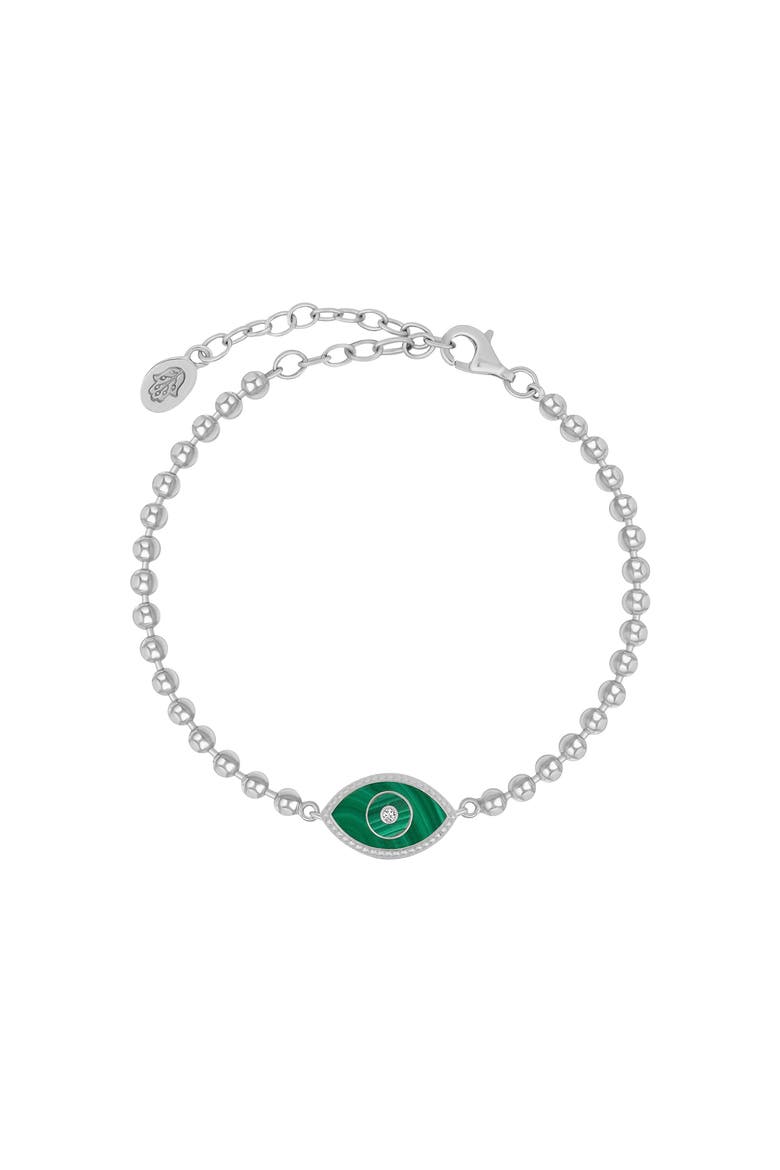 Evil Eye Malachite Chain Women's Bracelet in Sterling Silver - Constant Guardian, Main, color, Silver/Green