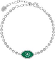 Karma and Luck Evil Eye Malachite Chain Women's Bracelet in Sterling Silver - Constant Guardian