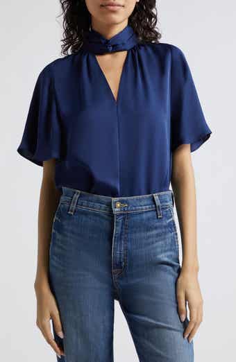 Ramy Brook Freda Keyhole Neck Satin Top