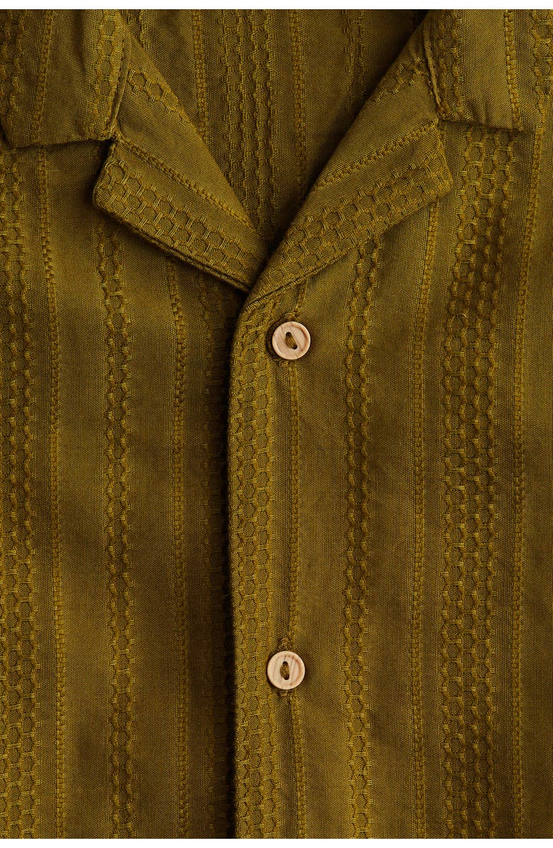 H&M Textured Cotton Resort Shirt, Alternate, color, Dark Green