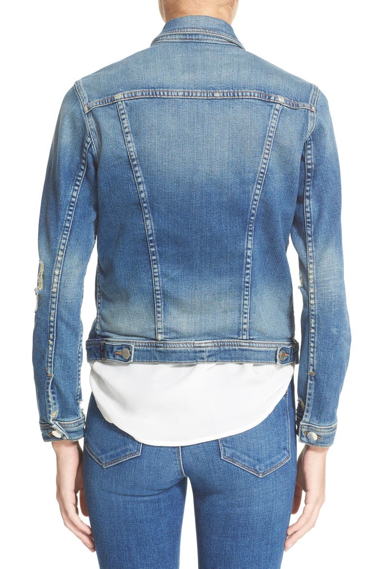 Slim Fit Denim Jacket, Alternate, color, AUTHENTIQUE DISTRESSED
