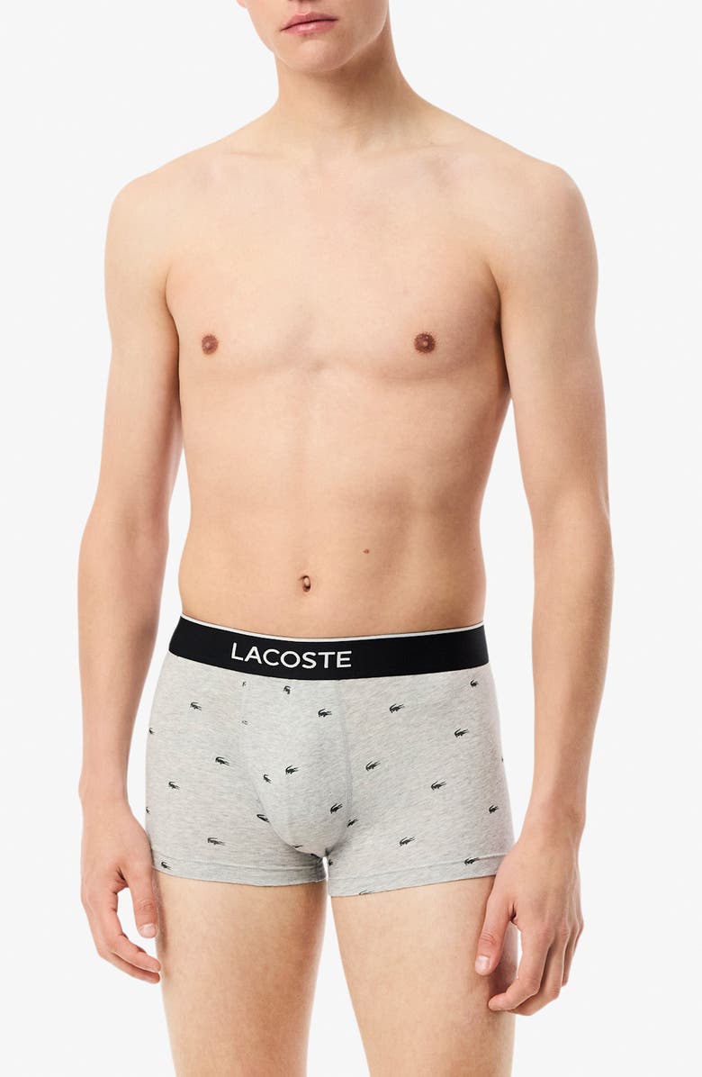 Lacoste Assorted 3-Pack Stretch Cotton Trunks, Alternate, color, Black/ Grey Chine/ Silver