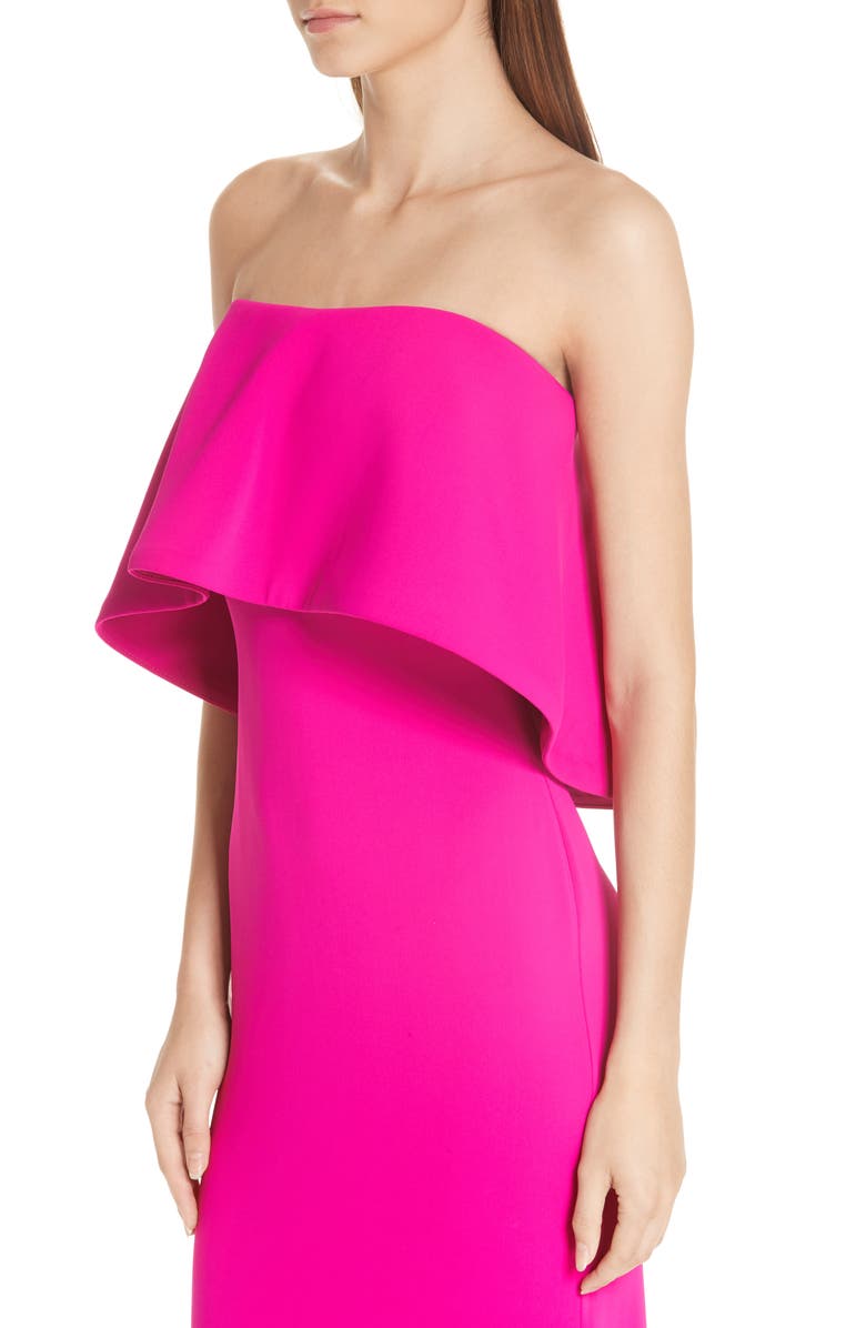 Badgley Mischka Collection Strapless Popover Column Gown, Alternate, color, 