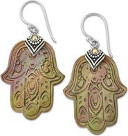 SAMUEL B. Mother-of-Pearl Hamsa Two-Tone Drop Earrings