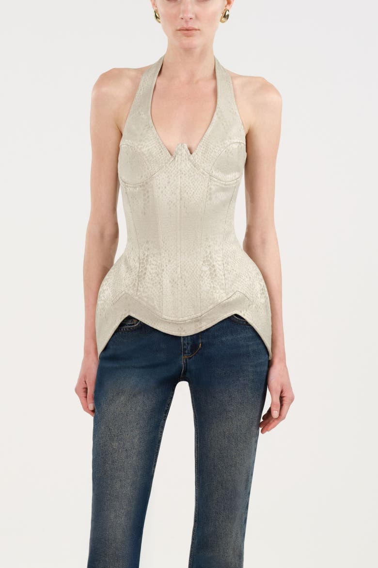 Snake Print Boned Corset Halterneck Body, Alternate, color, Multi-Colored