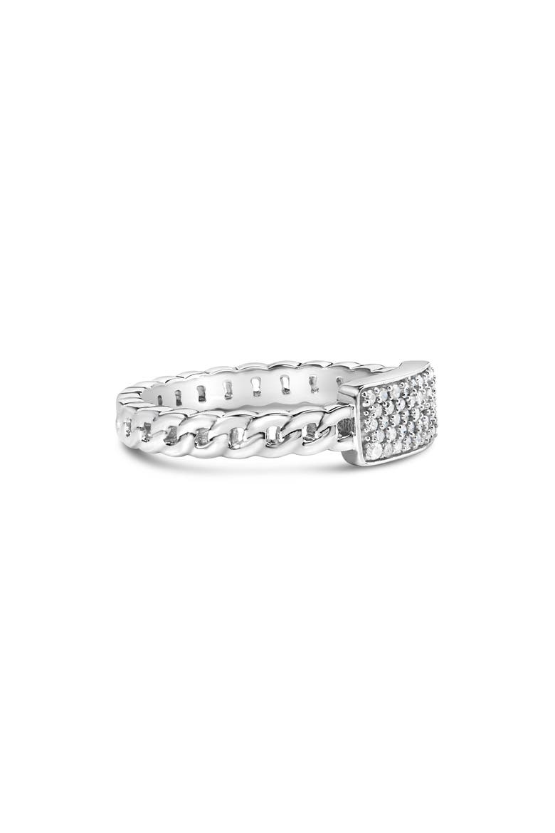 Silver 1/5 Cttw Diamond ID and Cuban Link Band Ring, Alternate, color, Silver