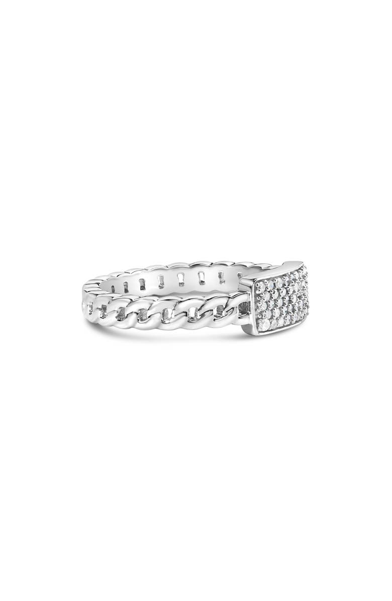 Haus of Brilliance .925 Sterling Silver 1/5 Cttw Diamond ID and Cuban Link Band Ring, Alternate, color, Silver