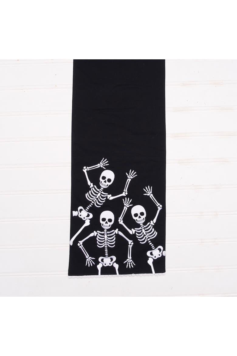Skully Dance Trio Embroidered Halloween Table Runner 14" x 72", Alternate, color, Black