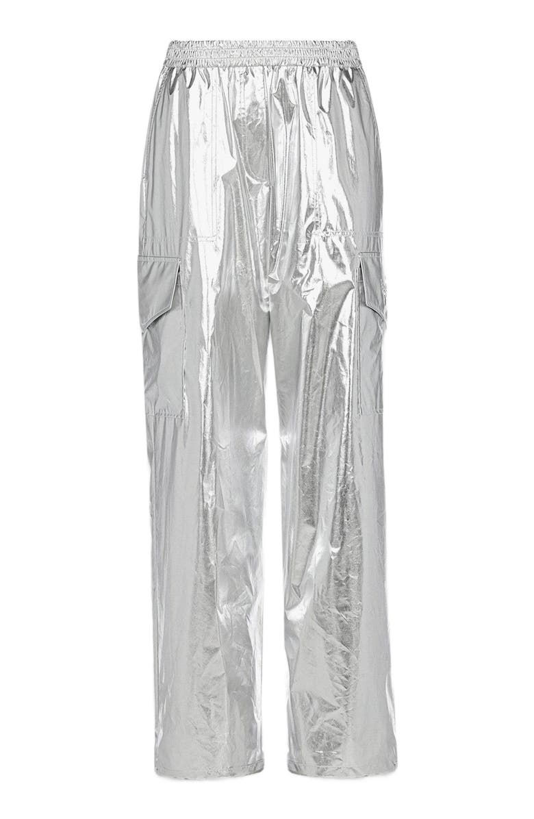MCM Cargo Pants in Metallic Polyester, Main, color, Silver