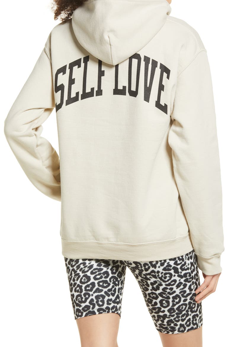 Petals and Peacock Self Love Hoodie, Alternate, color, SAND