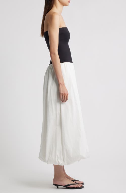 Mango Luigi Mixed Media Strapless Bubble Hem Dress In Black