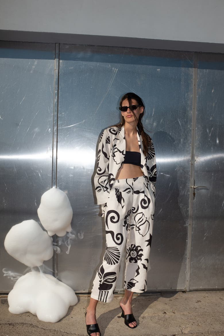 Yarma Printed Wide-Leg Pants, Alternate, color, Thalassa